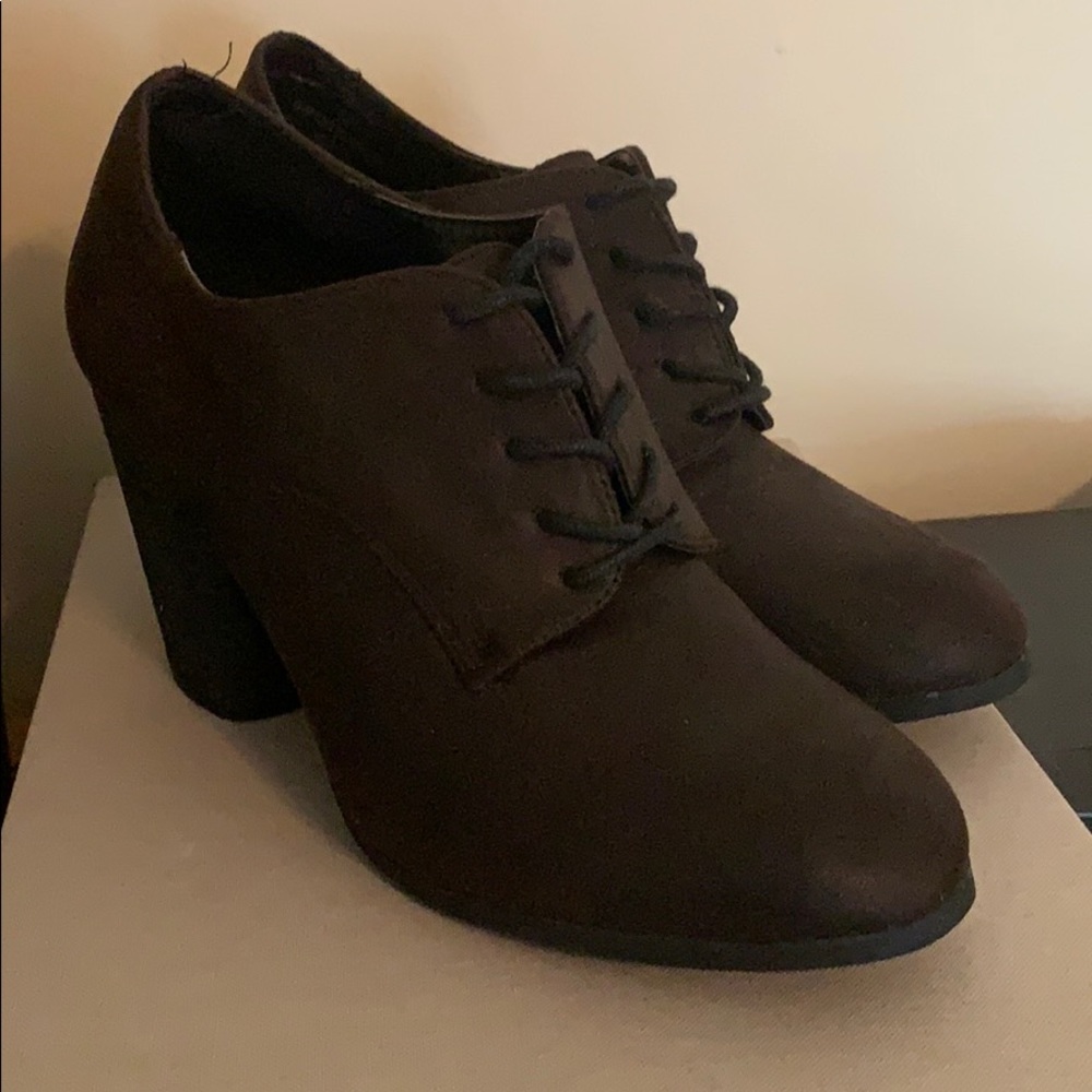 Brown heeled booties